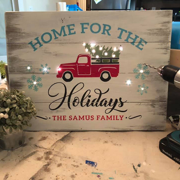 Vintage Holiday Truck Sign ••WITH LIGHTS••